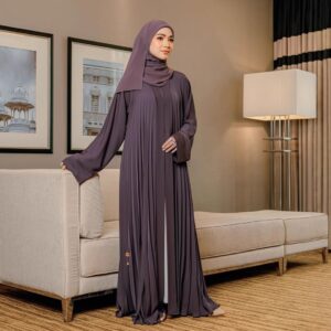 Deep Mauve Pleated Occasion Abaya