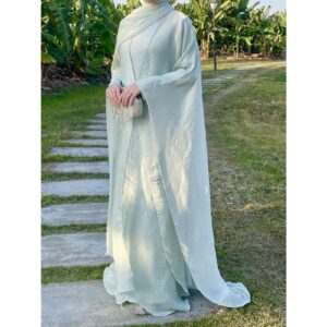 Mint Green Flowing Chiffon Abaya