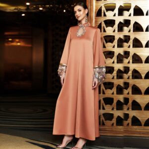 Dusty Rose Satin Formal Full-Length Event Abaya