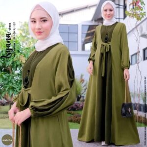 Olive Green Puff-Sleeve Abaya